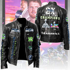Seattle Seahawks 2x Super Bowl Champions Motorcycle Leather Jacket – TMTHU4010