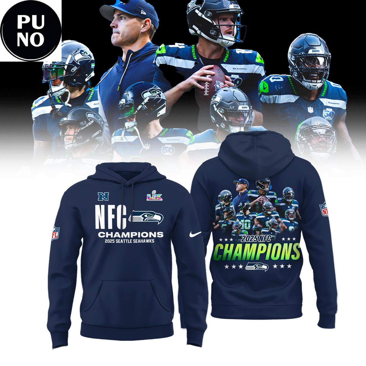 Seattle Seahawks NFC Champions Locker Room Trophy Super Bowl LX Hoodie T-Shirt