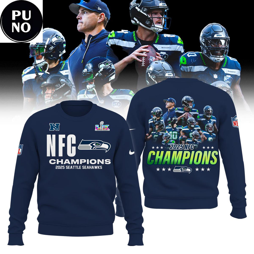 Seattle Seahawks NFC Champions Locker Room Trophy Super Bowl LX Hoodie T-Shirt