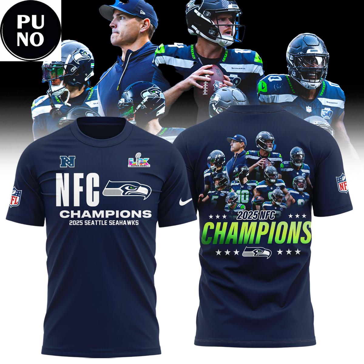 Seattle Seahawks NFC Champions Locker Room Trophy Super Bowl LX Hoodie T-Shirt