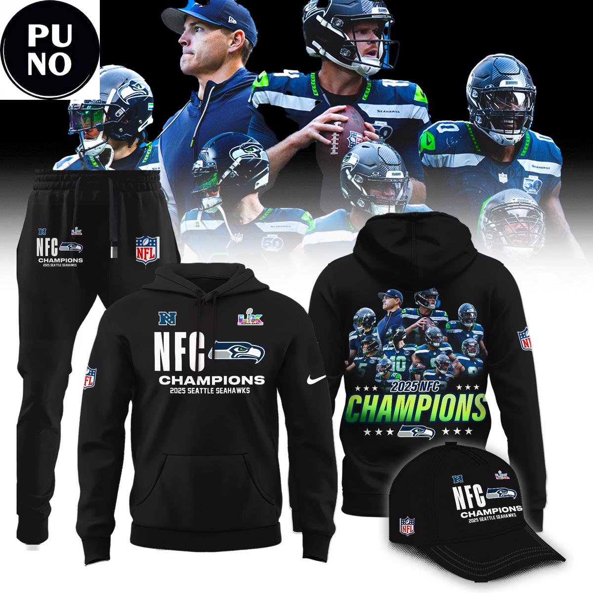 Seattle Seahawks NFC Champions Locker Room Trophy Super Bowl LX Hoodie T-Shirt