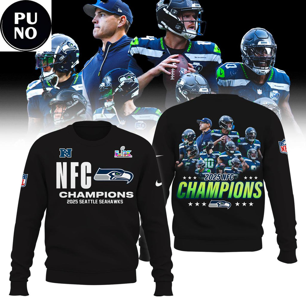 Seattle Seahawks NFC Champions Locker Room Trophy Super Bowl LX Hoodie T-Shirt