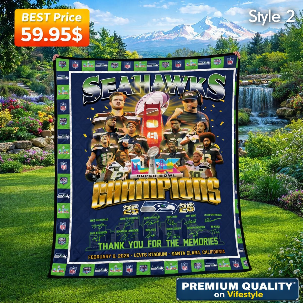 Seattle Seahawks Super Bowl 2026 Quilt Blanket