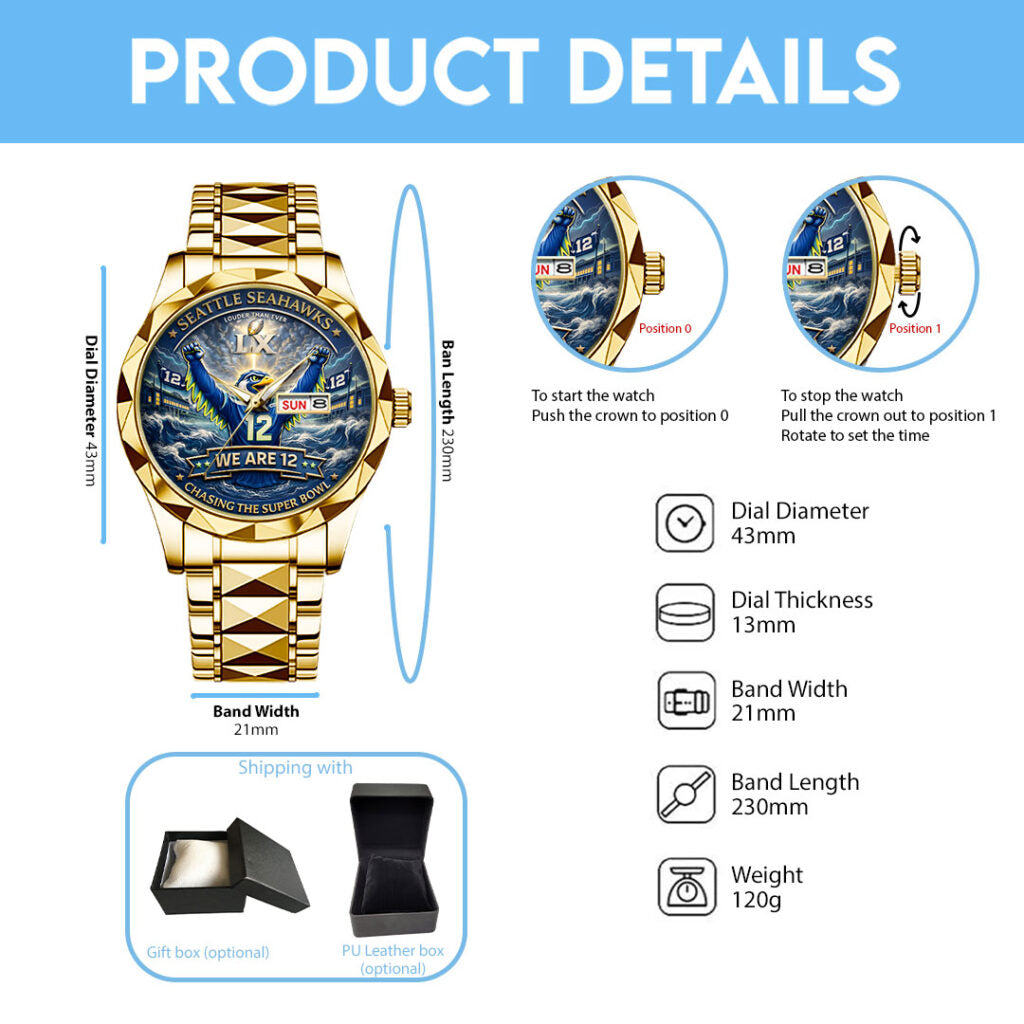 Seattle Seahawks Super Bowl LX 2025 Alloy Luxury Quartz Watch - TANTN20830