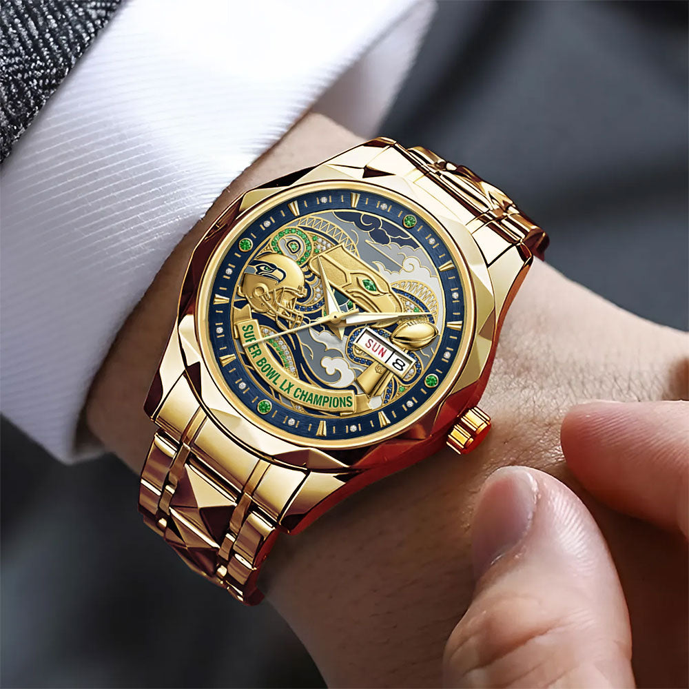 Seattle Seahawks Super Bowl LX Champions Alloy Luxury Quartz Watch - MAITM14776
