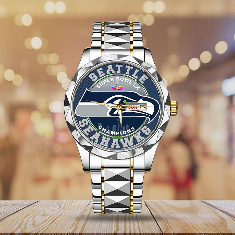 Seattle Seahawks Super Bowl LX Champions Alloy Luxury Quartz Watch - MAITM14876
