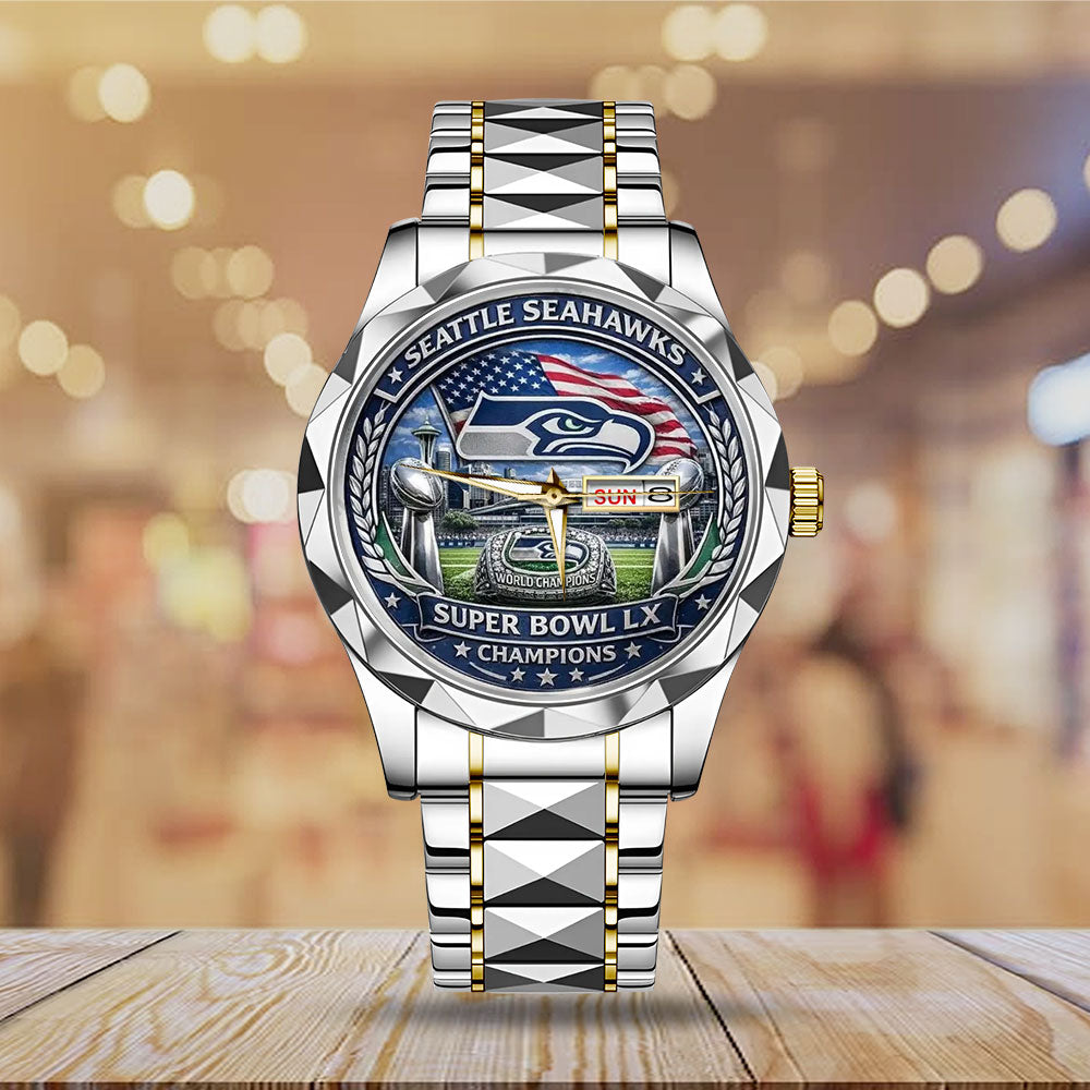 Seattle Seahawks Super Bowl LX Champions Alloy Luxury Quartz Watch - MAITM14877