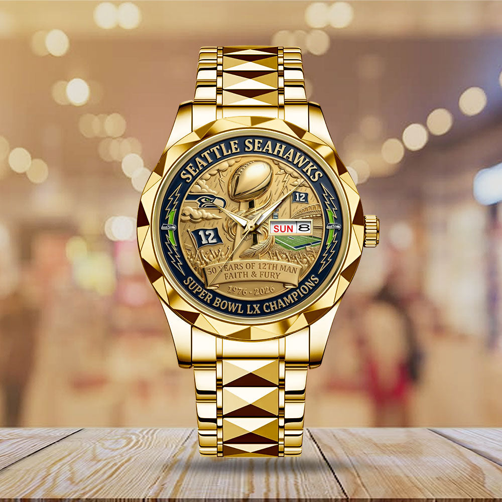 Seattle Seahawks Super Bowl LX Champions Alloy Luxury Quartz Watch - MAITM14878