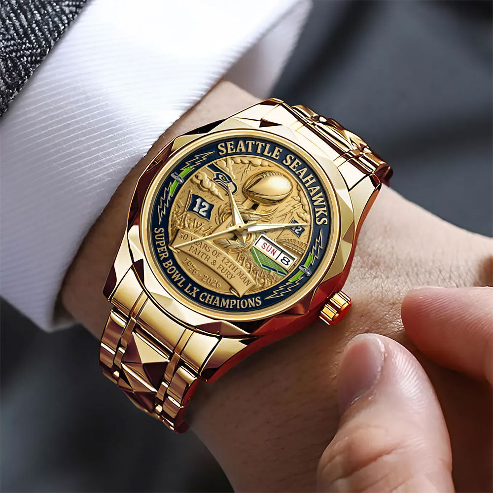 Seattle Seahawks Super Bowl LX Champions Alloy Luxury Quartz Watch - MAITM14878