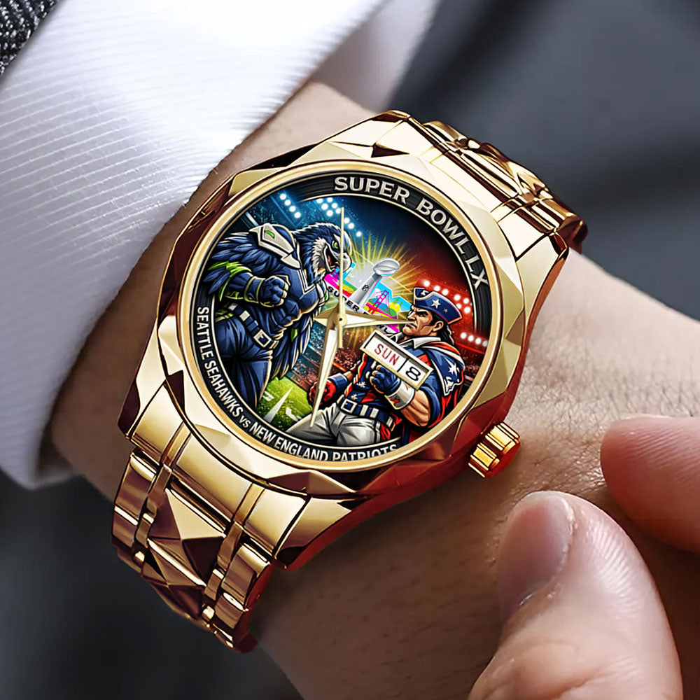 Seattle Seahawks x New England Patriots Super Bowl LX 2025 Alloy Luxury Quartz Watch - TMTHU3475