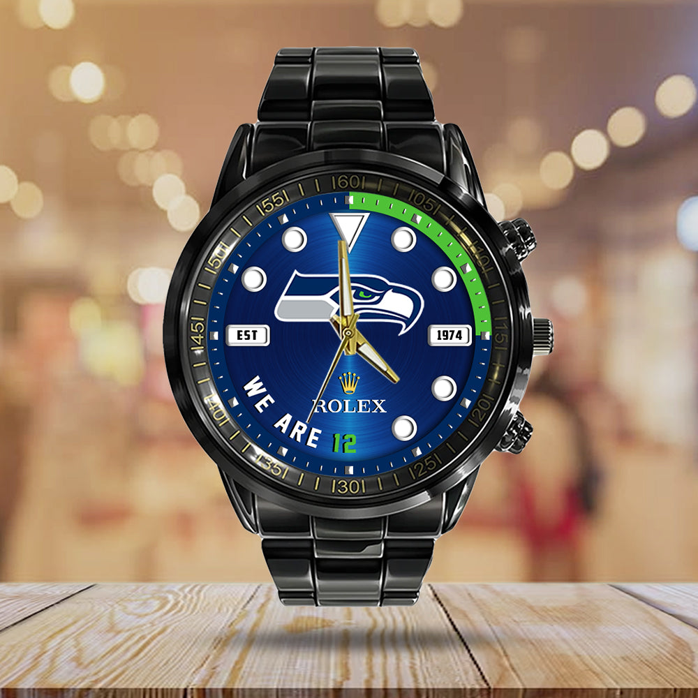 Seattle Seahawks x Rolex Black Stainless Steel Watch - MAITM14683