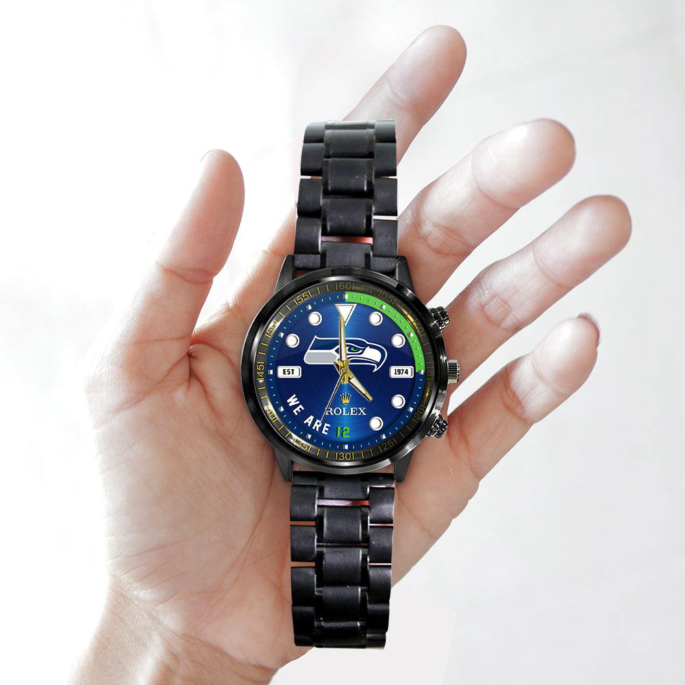 Seattle Seahawks x Rolex Black Stainless Steel Watch - MAITM14683