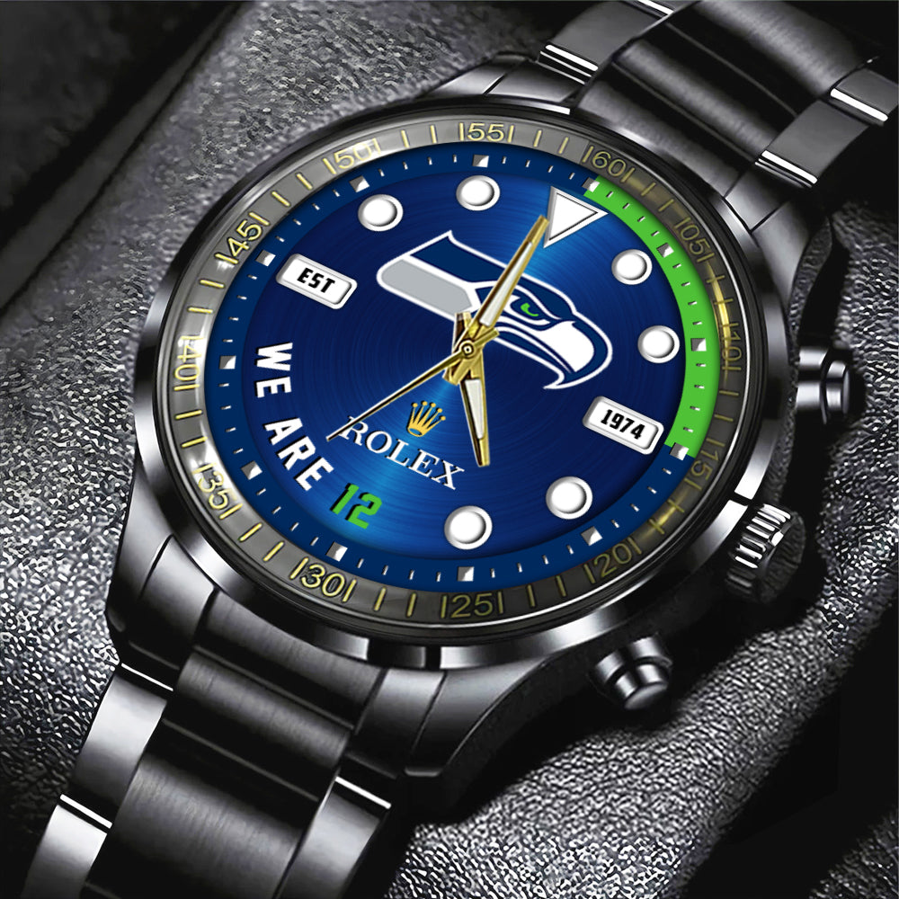 Seattle Seahawks x Rolex Black Stainless Steel Watch - MAITM14683