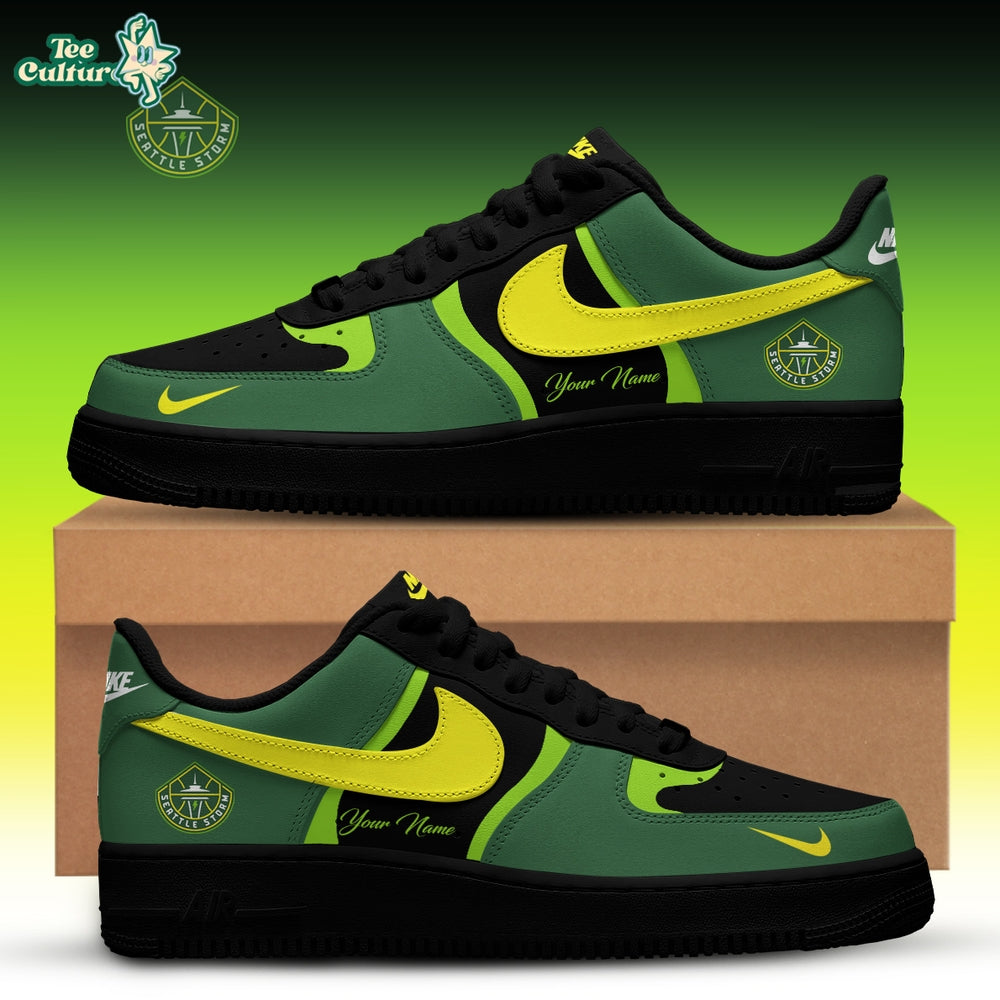 Seattle Storm x Back 2 Black Edition Custom Air Force 1 Sneakers For Fans
