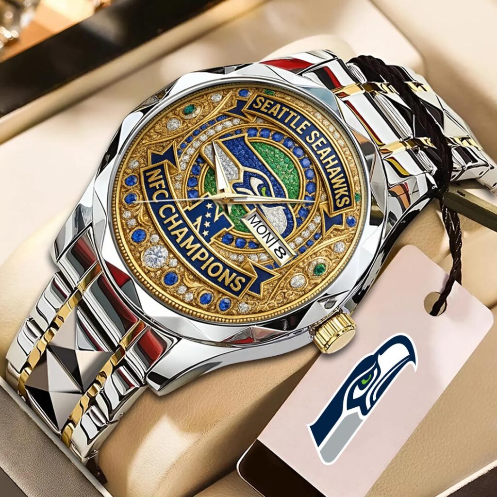 Seattle Seahawks 2025 NFC Champions Alloy Luxury Quartz Watch - HOATT15927