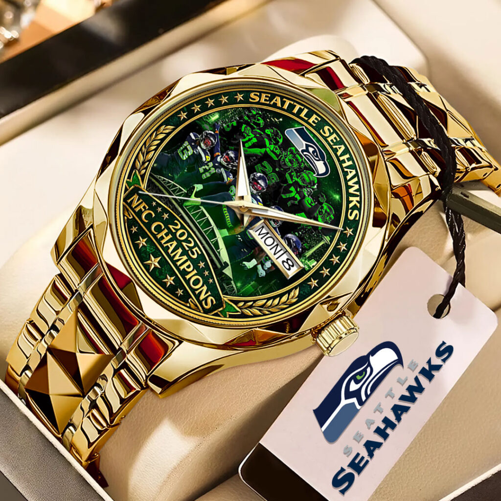 Seattle Seahawks 2025 NFC Champions Alloy Luxury Quartz Watch - TMTHU3476