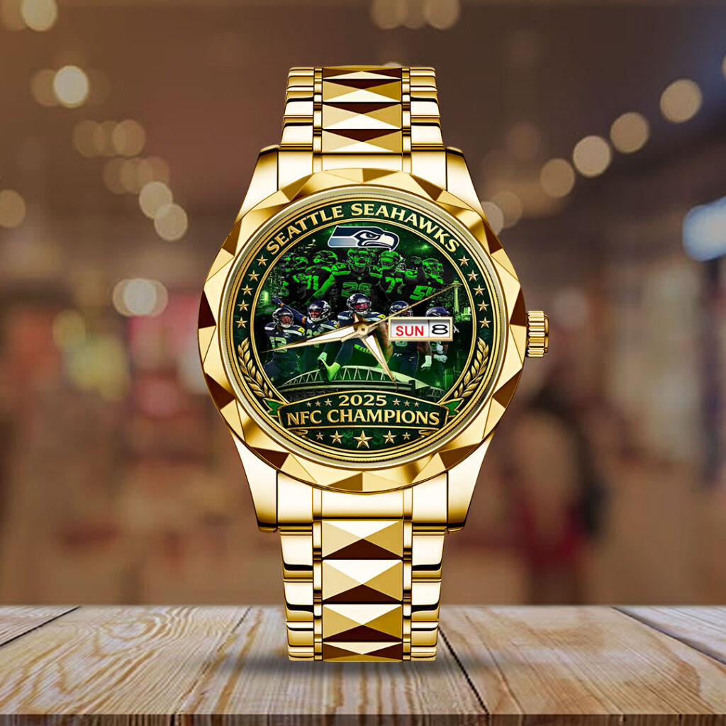 Seattle Seahawks 2025 NFC Champions Alloy Luxury Quartz Watch - TMTHU3476