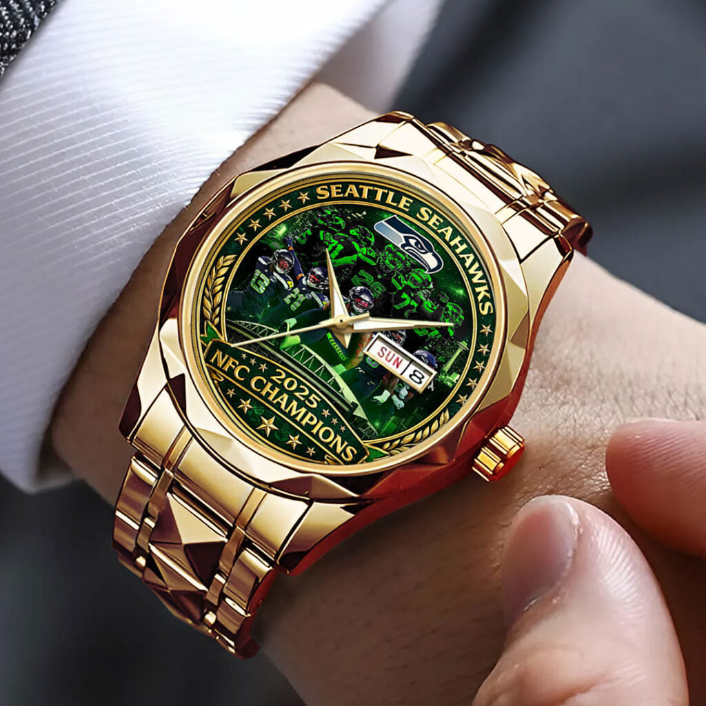Seattle Seahawks 2025 NFC Champions Alloy Luxury Quartz Watch - TMTHU3476