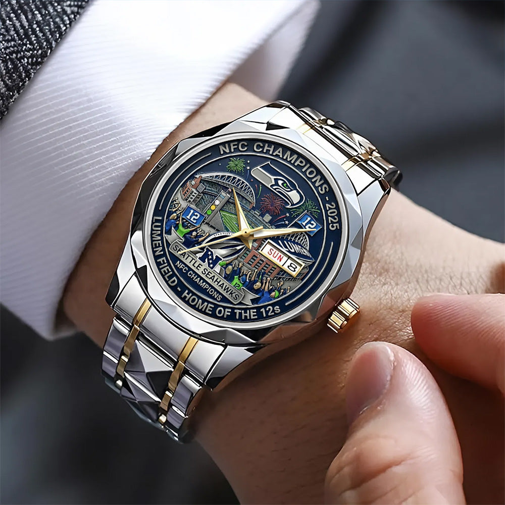 Seattle Seahawks 2025 NFC Champions Alloy Luxury Quartz Watch - TANTN20674