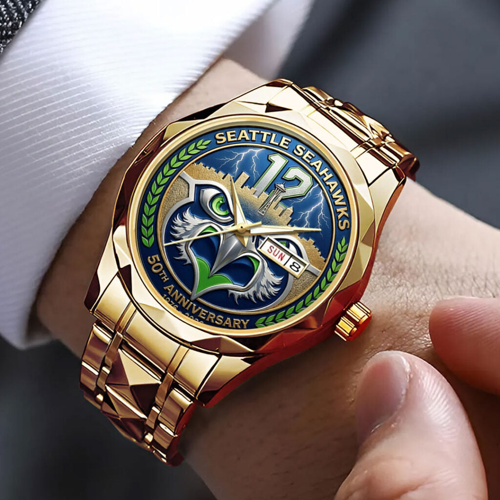 Seattle Seahawks 50th Anniversary Alloy Luxury Quartz Watch -  TMTHU3322