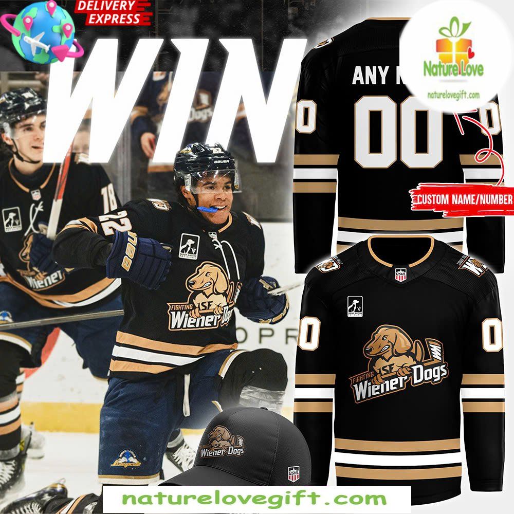 Sioux Falls Stampede Wiener Dogs Black Jersey Authentic Game Alternate