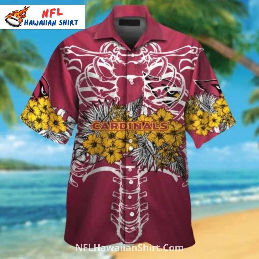Skeleton Rib Cage Arizona Cardinals Hawaiian Shirt With Floral Print