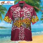 Skeleton Rib Cage Arizona Cardinals Hawaiian Shirt With Floral Print