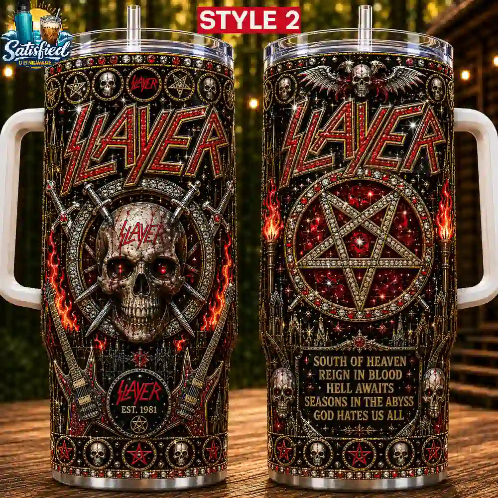 Slayer Skull & Pentagram With Handle Tumbler