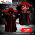 Sleek Black And Red Niners Dynamic Stripe Hawaiian Shirt