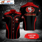 Sleek Black And Red Niners Dynamic Stripe Hawaiian Shirt