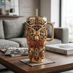 Slipknot Band Gold Insulated Heavy Metal Tumbler With Handle