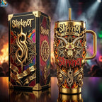 Slipknot Band Gold Insulated Heavy Metal Tumbler With Handle