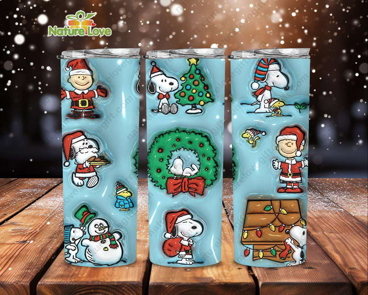 Snoopy Charlie Brown Tumbler Cartoon Peanuts Christmas Tumblers