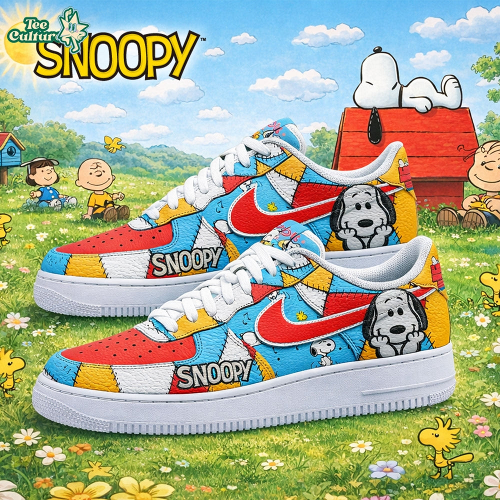 Snoopy Peanuts Patchwork Custom Air Force 1 Sneakers 2026