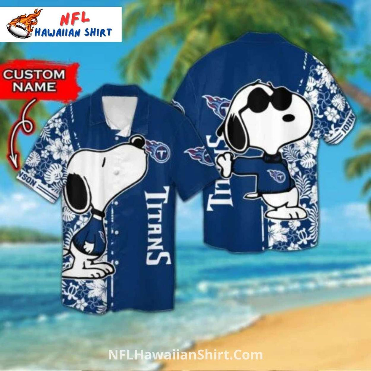 Snoopy Tennessee Titans Hawaiian Shirt Custom Name Option