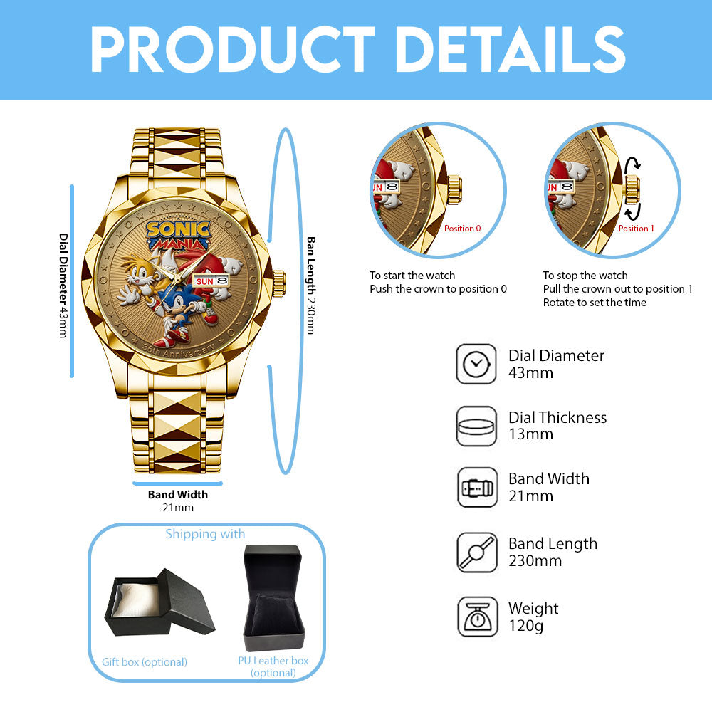 Sonic the Hedgehog 35th Anniversary Alloy Luxury Quartz Watch - TANTN24060