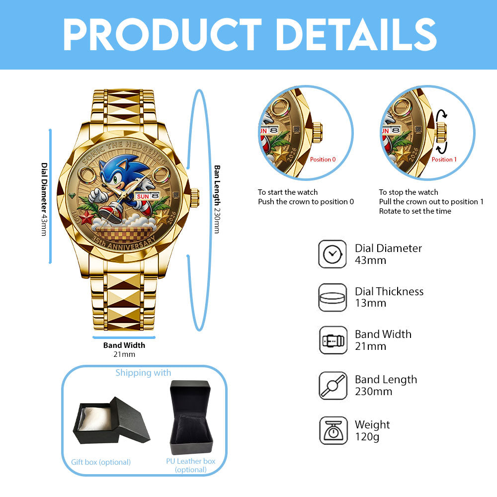 Sonic the Hedgehog 35th Anniversary Alloy Luxury Quartz Watch - TANTN24062