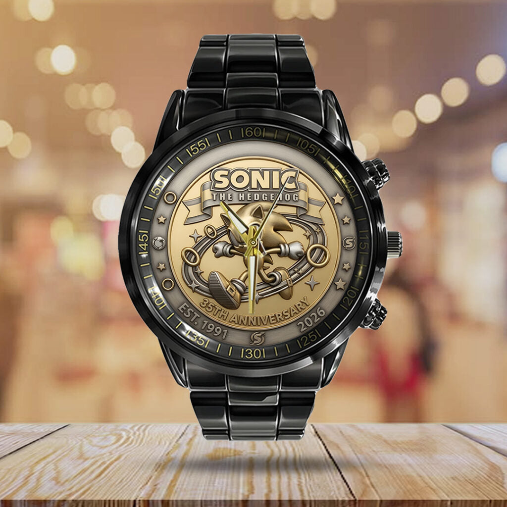 Sonic the Hedgehog 35th Anniversary Black Stainless Steel Watch - TANTN23992