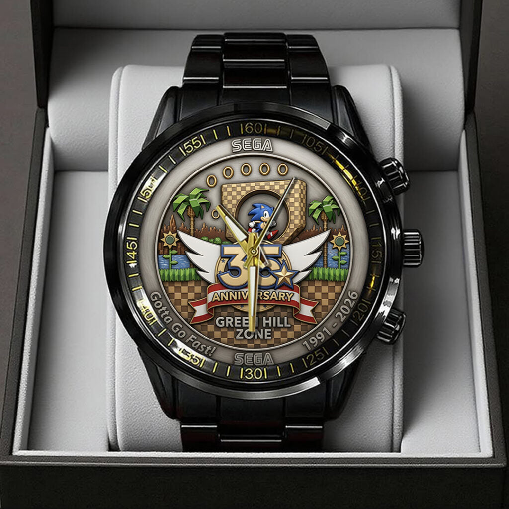 Sonic the Hedgehog 35th Anniversary Black Stainless Steel Watch - TANTN23994