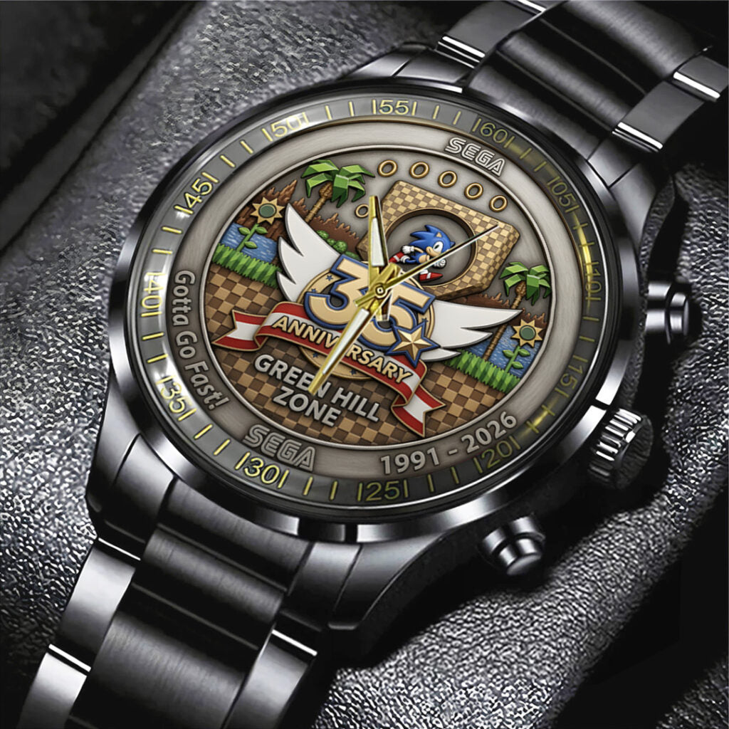 Sonic the Hedgehog 35th Anniversary Black Stainless Steel Watch - TANTN23994