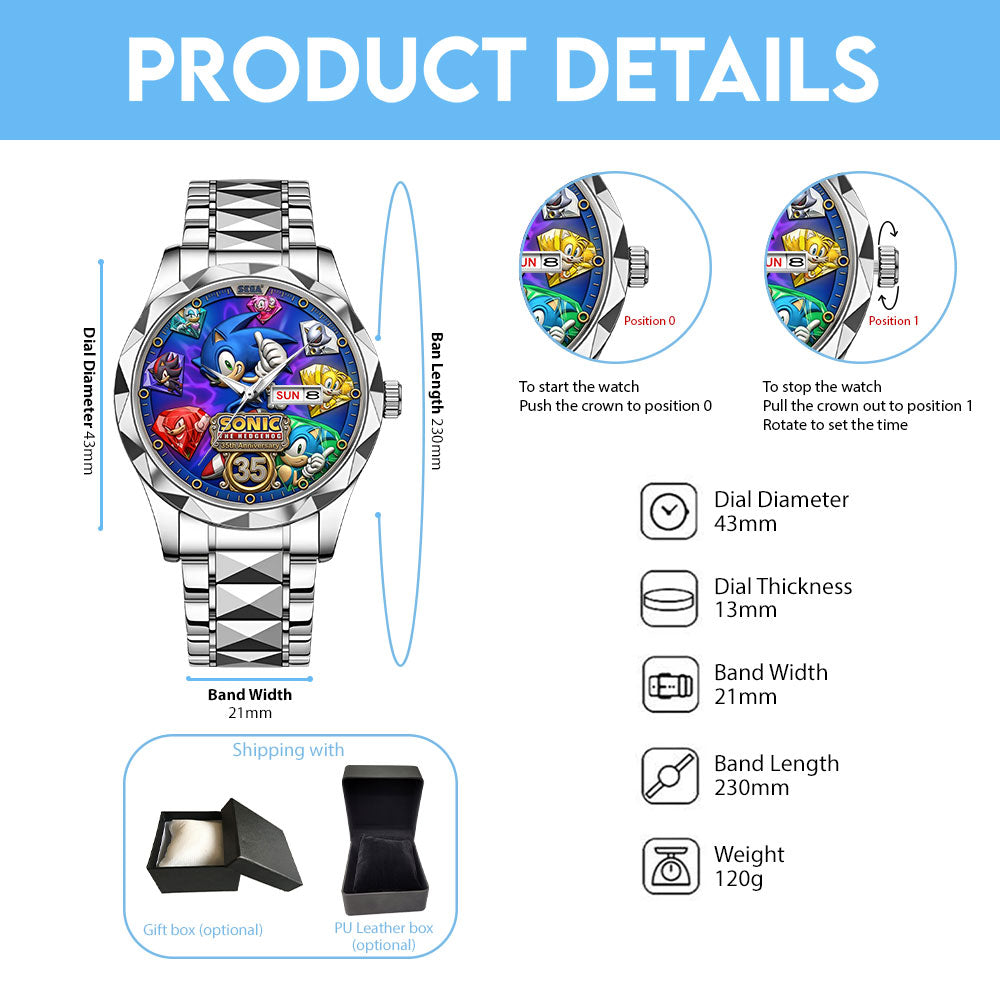 Sonic the Hedgehog 35th Anniversary Alloy Luxury Quartz Watch - TMTHU7154