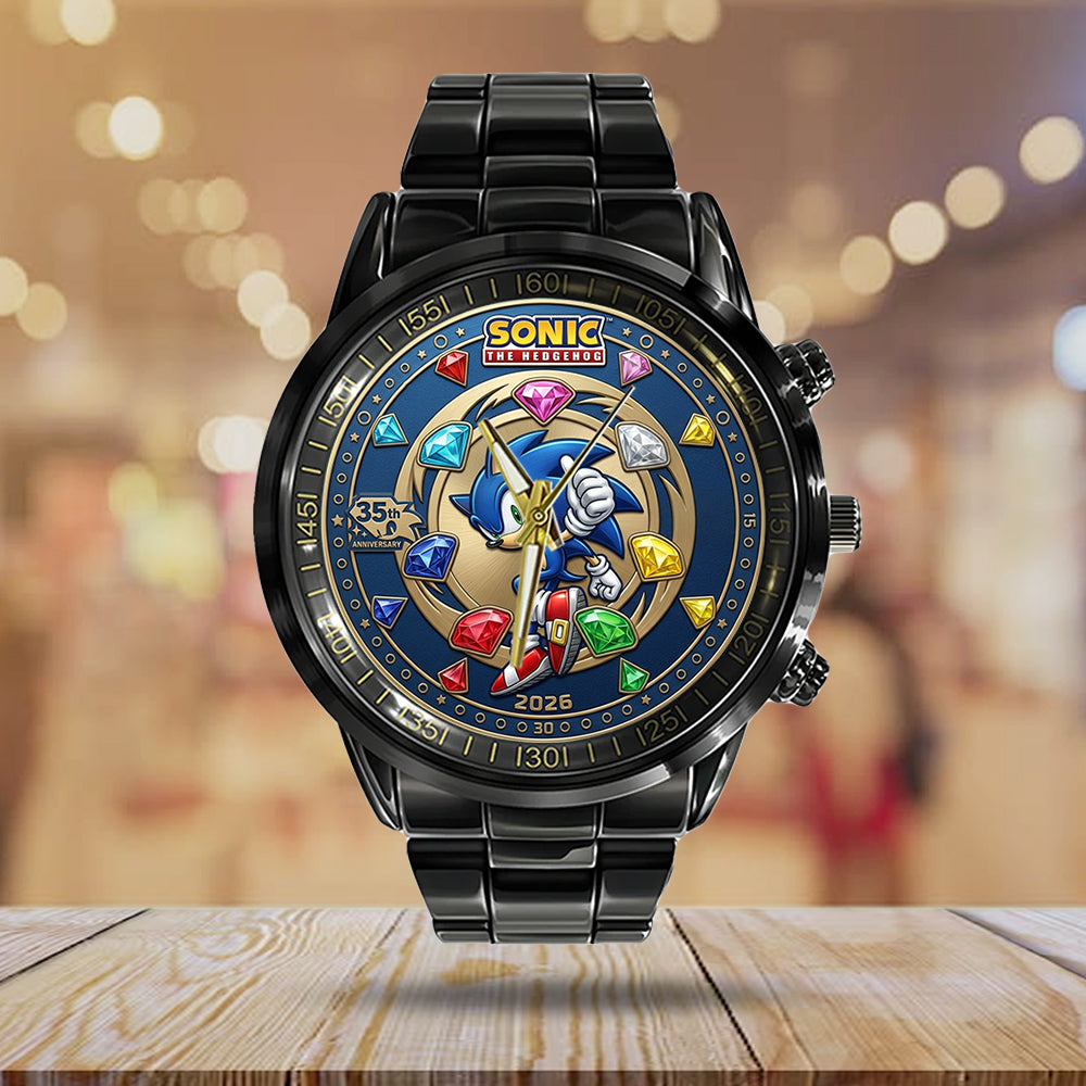 Sonic the Hedgehog 35th Anniversary Black Stainless Steel Watch - TMTHU7153