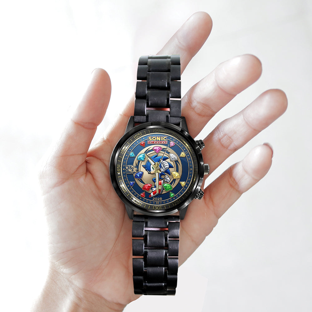 Sonic the Hedgehog 35th Anniversary Black Stainless Steel Watch - TMTHU7153