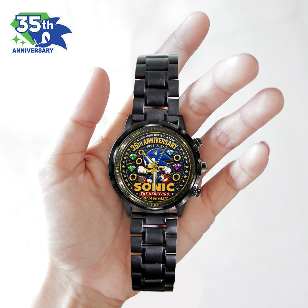 Sonic the Hedgehog 35th Anniversary Black Stainless Steel Watch - GNE7228