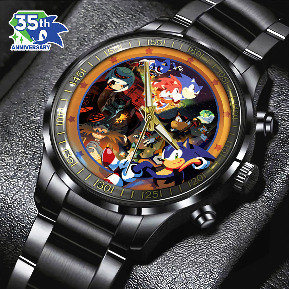 Sonic the Hedgehog 35th Anniversary Black Stainless Steel Watch - GNE7350