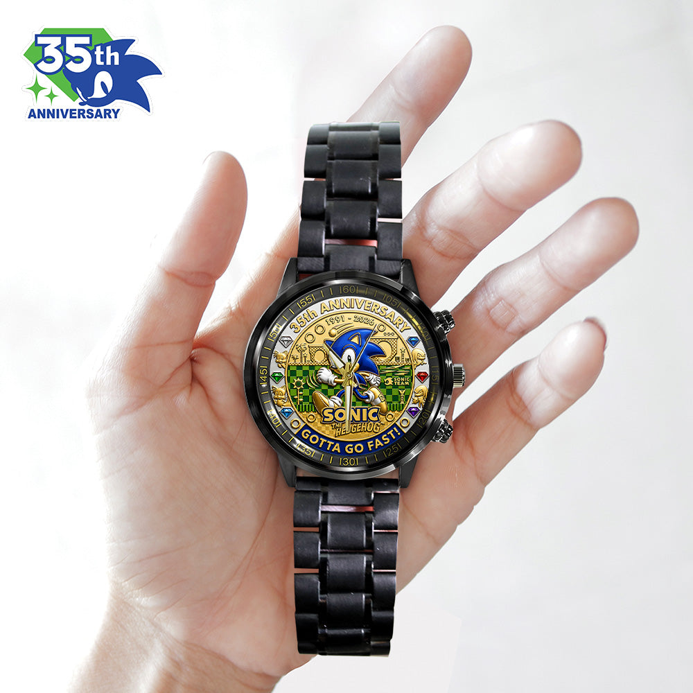 Sonic the Hedgehog 35th Anniversary Black Stainless Steel Watch - GNE7355