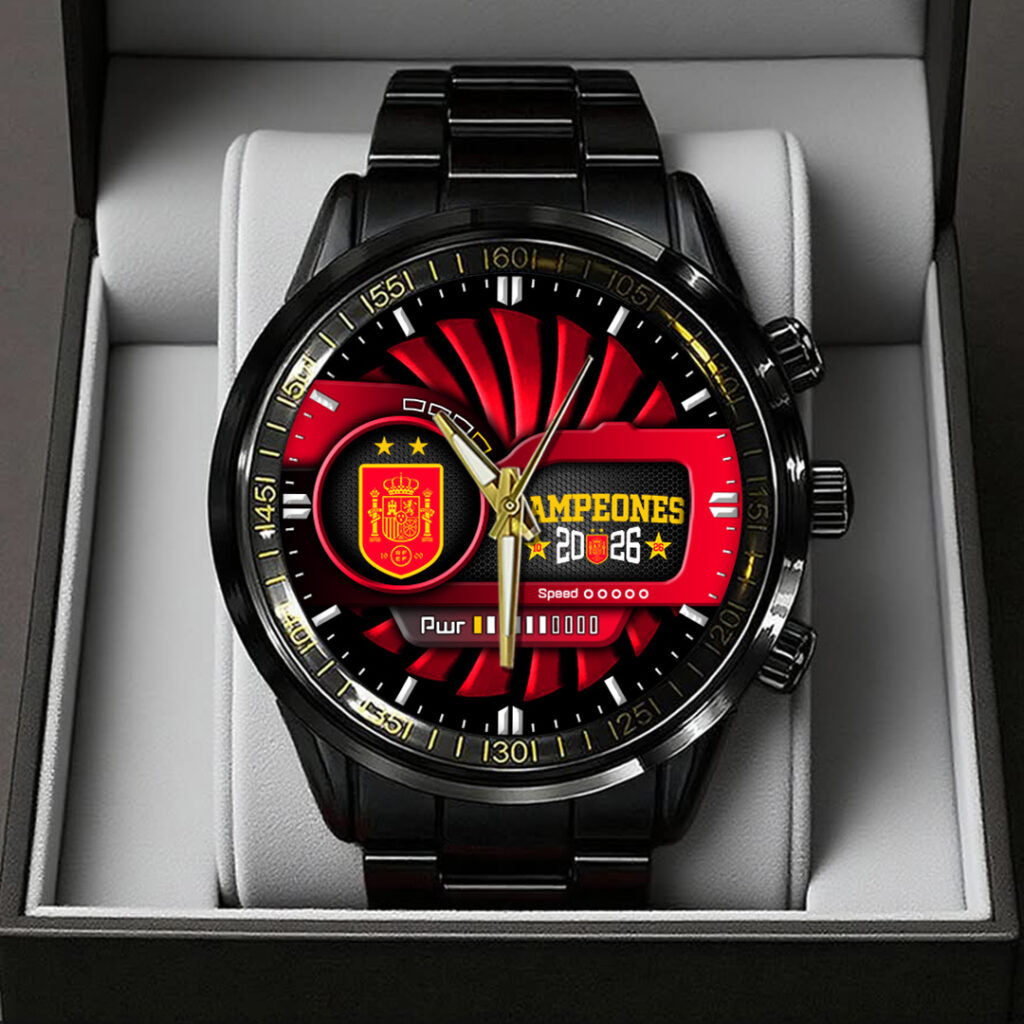 Spain National Team 2026 FIFA World Cup Champions Black Stainless Steel Watch - TANTN24477