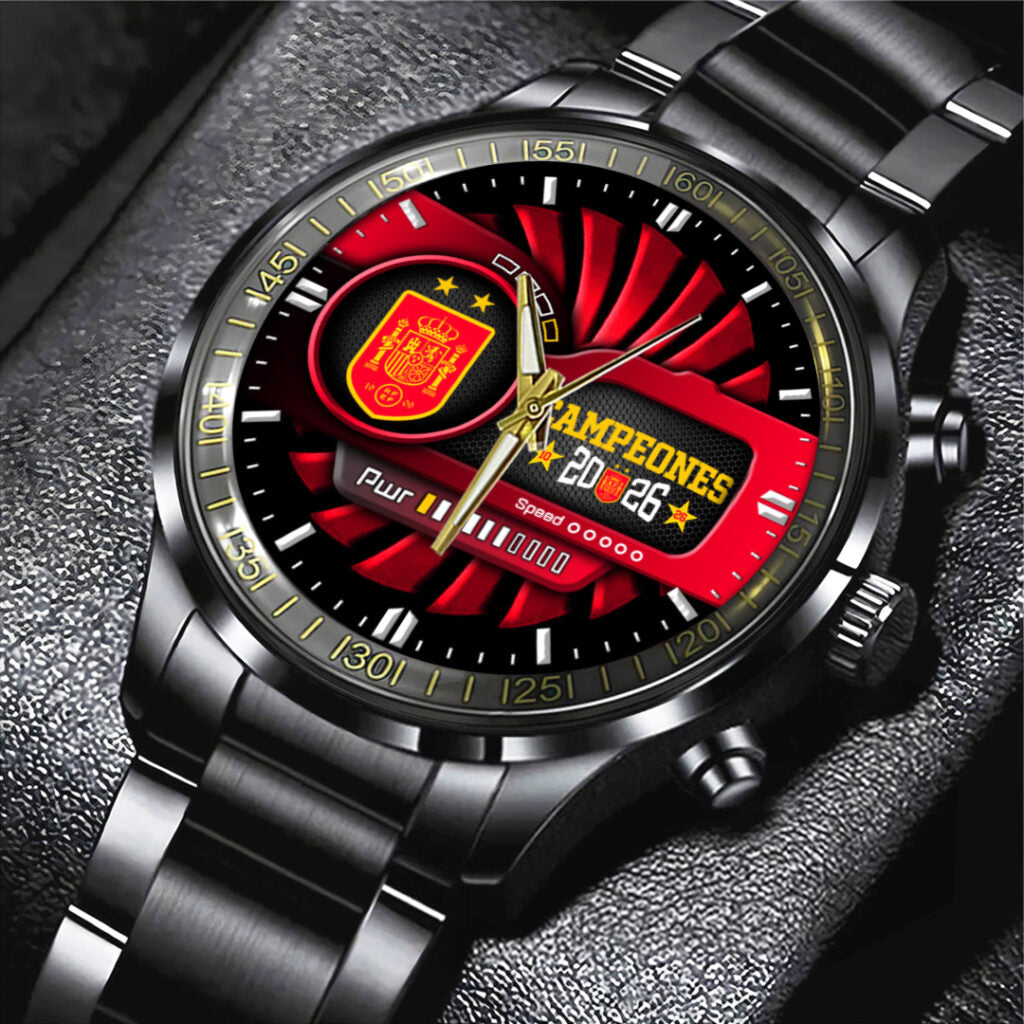 Spain National Team 2026 FIFA World Cup Champions Black Stainless Steel Watch - TANTN24477