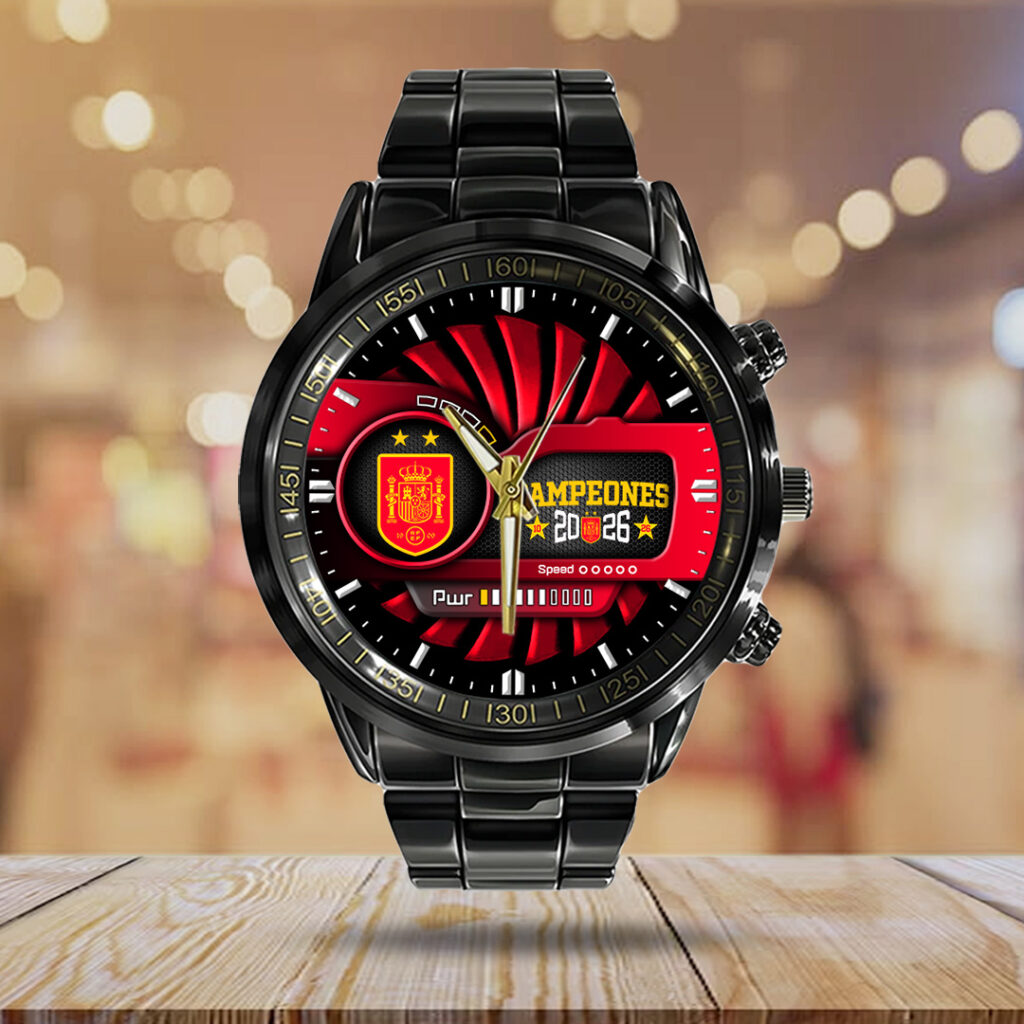 Spain National Team 2026 FIFA World Cup Champions Black Stainless Steel Watch - TANTN24477
