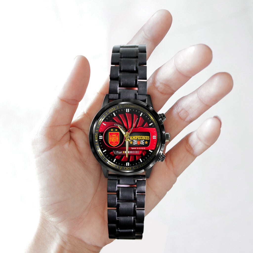 Spain National Team 2026 FIFA World Cup Champions Black Stainless Steel Watch - TANTN24477